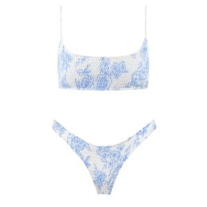 Rare Triangle White and Blue Floral Bikini